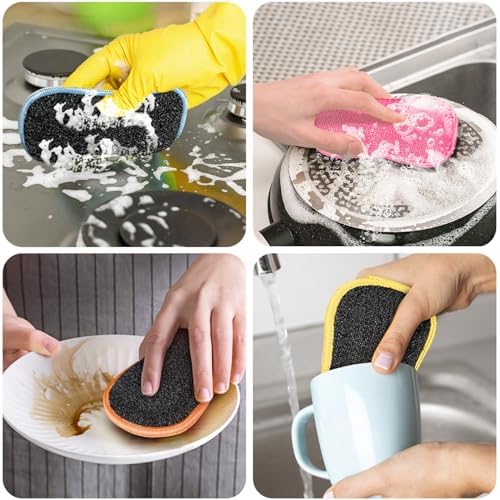 GLIMGLINT 12 Pack Dish Sponges Kitchen, Non-Scratch Microfiber Sponges - Image 7