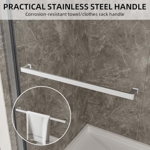 ACE DECOR Frameless Double Sliding Shower Door, 56-60" Wx74 H, Brushed Nickel - Image 6