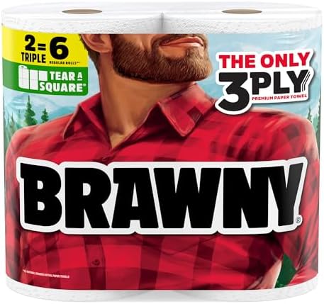 Brawny Tear-A-Square 3-Ply Paper Towels, 2 Triple Rolls = 6 Regular Rolls by Brawny%C2%AE