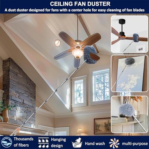 Tonmp 3 Pack 20+ Feet High Reach Grey Microfiber Feather Duster - Image 5