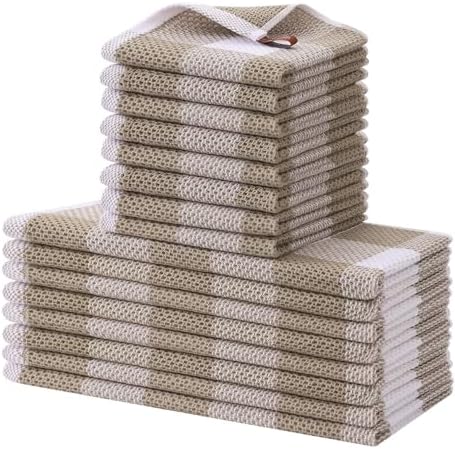 Homaxy 100% Cotton Kitchen Towels and Dishcloths Set of 16 by Homaxy