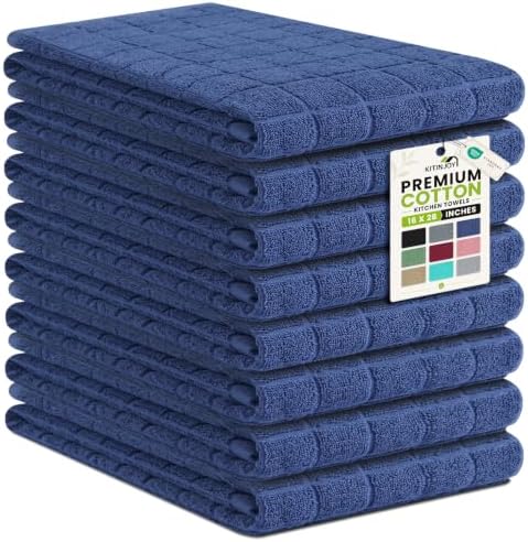 Kitinjoy Premium Cotton Check Kitchen Towels 8 Pack by Kitinjoy