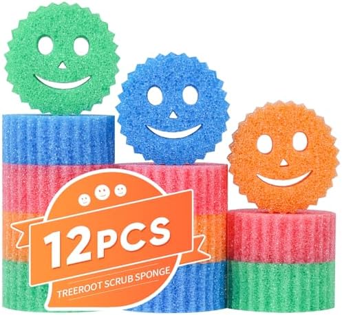 Treeroot 12 Pack Colorful Smile Scrub Sponges, Temperature Controlled by Unknown