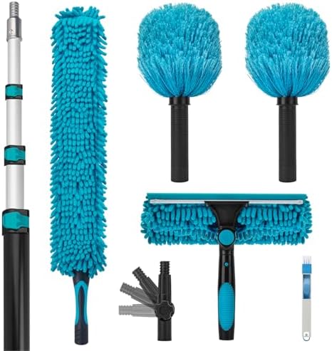 Cobweb Duster with 5-12 Ft Extension Pole, Spider Web Cleaning Brush by KeFanta