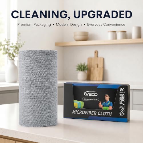 Veco Microfiber Cleaning Cloth Roll 80 PCS Gray - Image 4
