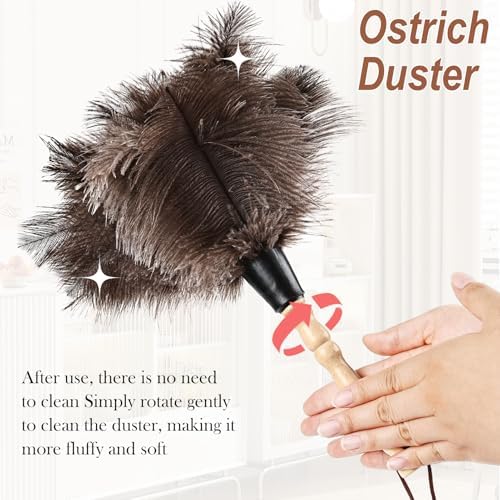 Ostrich Feather Duster 14" Natural Handheld Reusable Feathers Dusters - Image 4
