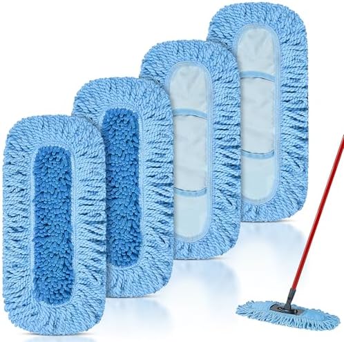4 Pack Reusable Dust Mop Heads Compatible by NIXOOT
