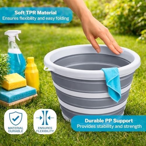 Collapsible Bucket with Handle 2.6 Gallons 10L Foldable Bucket - Image 3