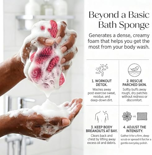 UJFQBH African Net Sponge Authentic 3 Pack, the Gentle Exfoliating Body - Image 3