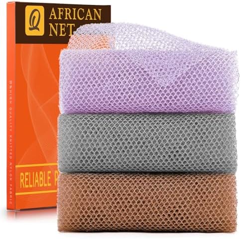 UJFQBH 3 Pieces African exfoliating net African Net Long Net Bath Sponge by BuyNow