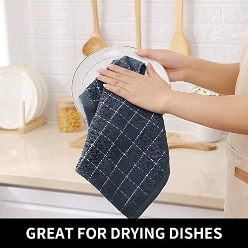 Homaxy 100% Cotton Terry Kitchen Dish Cloths, 12 Pack, Dark Grey - Image 4