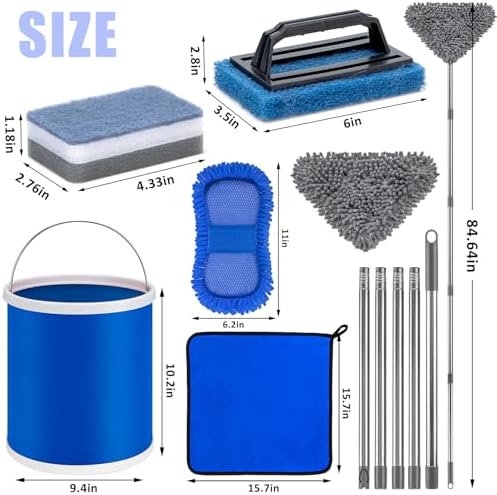 Boat Wash Cleaning Kit with Wet Dry Mop Collapsible Bucket Boat Scrubbing Brush - Image 2