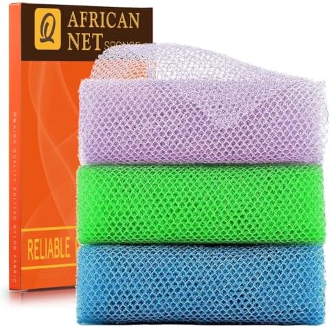 UJFQBH 3 Pieces African exfoliating net African Net Long Net Bath Sponge by BuyNow