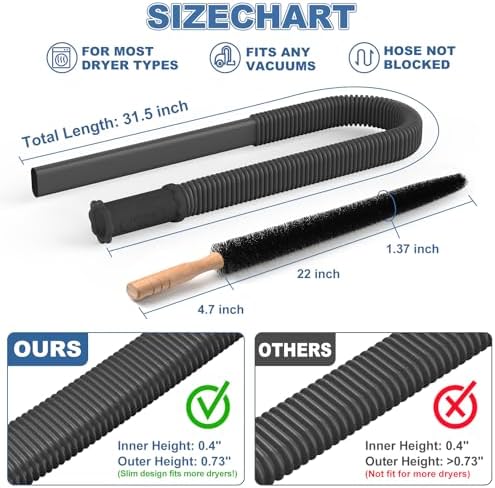 PetOde 2Pcs Dryer Vent Cleaner Kit Universal Vacuum Hose Attachment & Brush - Image 6