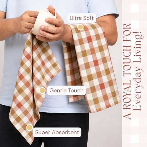 Multi Checkered Dish Towels 4 Pack, 18x26 Inches, 100% Cotton Kitchen Cloths - Image 5