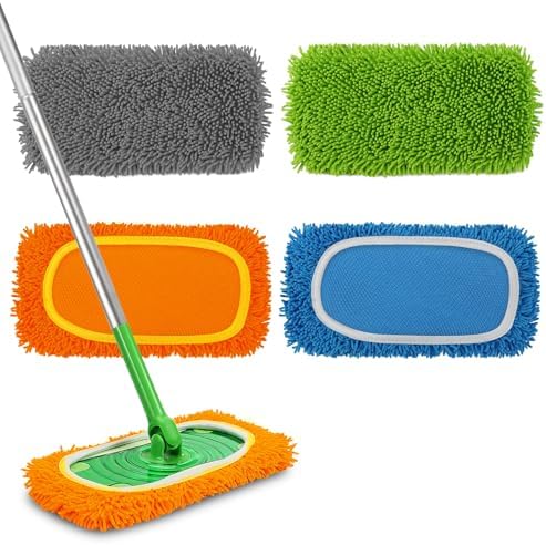 Set of 4 Reusable Microfiber Mop Pads Compatible by MEETI