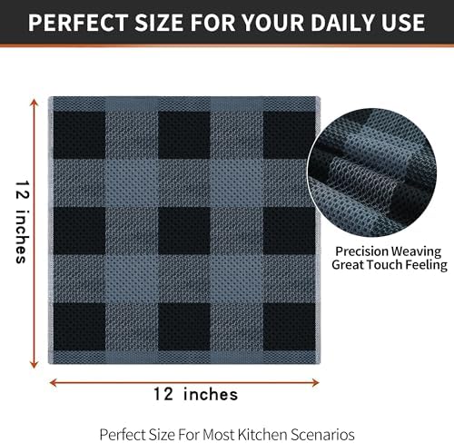 Homaxy 100% Cotton Check 6 Pack Dish Cloths - Image 5