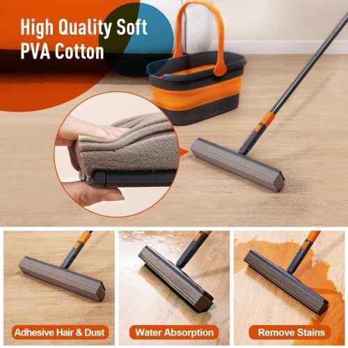 Hands-Free Sponge Mop with Collapsible Wring Bucket, Adjustable Lightweight - Image 3