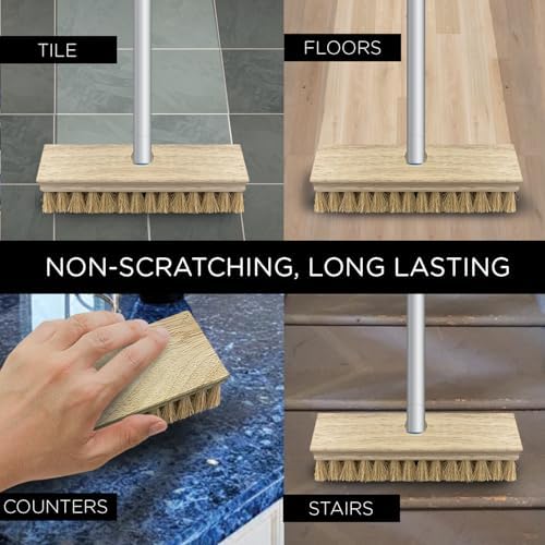 Heavy-Duty Deck Scrub Brush Broom, 9 Pack, Natural Coco Bristles Outdoor - Image 5