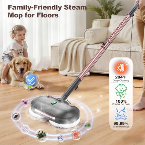 Scrubbing Steam Mop with Rotating Pad, Spin Steam Cleaner - Image 3