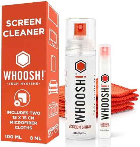 WHOOSH! Screen Shine Duo – Screen Cleaner and Wipe Kit, 3.4 + 0.3 fl oz by WHOOSH