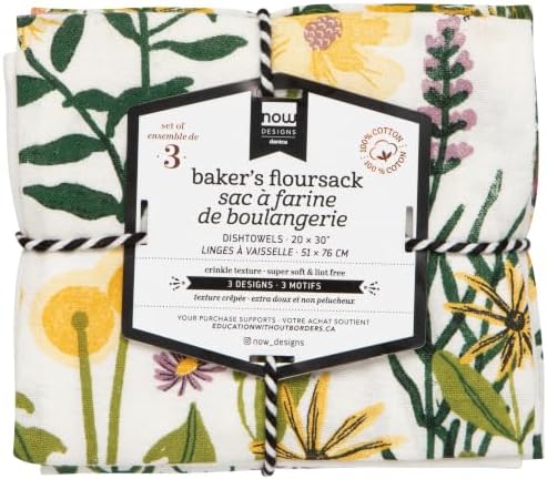 Now Designs Bees & Blooms Bakers Floursack Cotton Dishtowels - Image 4