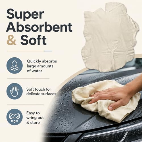Chamois Cloth for Car, 33.5"×25" Soft & Scratch-Free Auto Shammy Drying Cloth - Image 3