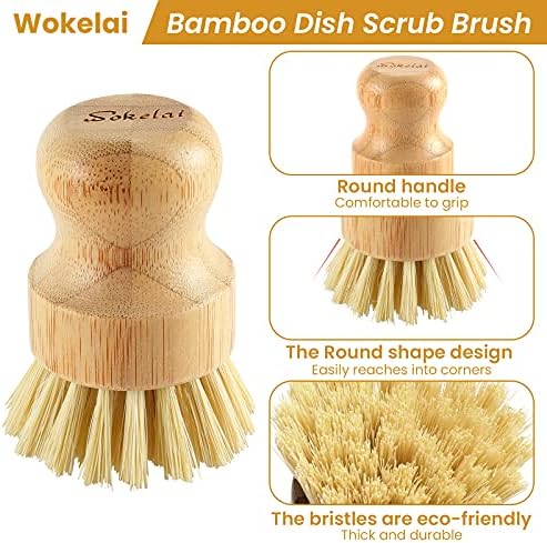 Bamboo Dish Scrub Brushes Set for Kitchen - Image 3