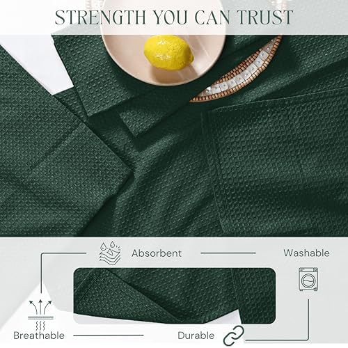 Forest Green Kitchen Towels – Waffle Weave, 100% Cotton, Soft & Absorbent - Image 6