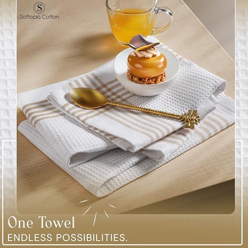 Waffle White & Multi Colors Kitchen Towels 4 Pack, 100% Cotton, 16x26 inches - Image 6