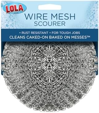 Steel Wool Wire Mesh Scouring Pad by LOLA, Galvanized Steel Knitted, Heavy Duty by LolaProducts