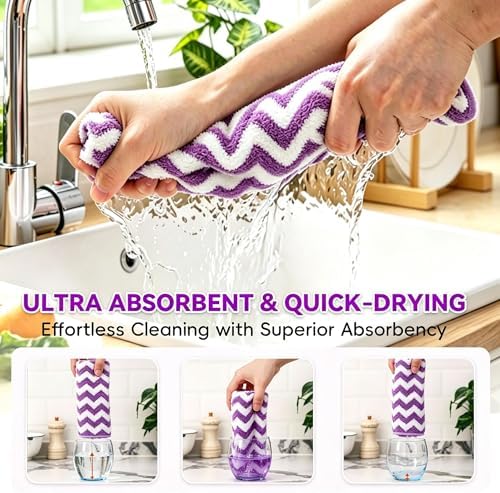Microfiber Cleaning Cloths, 6 Pack Dish Cloths & Kitchen Dish Towels - Image 5