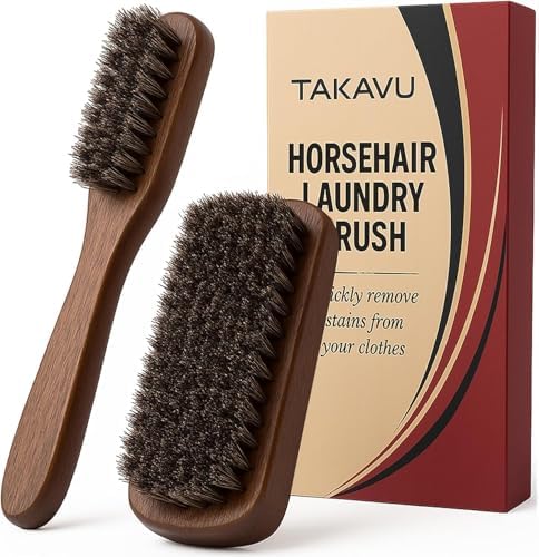 TAKAVU Horse Hair Laundry Brush Set of 2, Soft Natural Bristle by TAKAVU