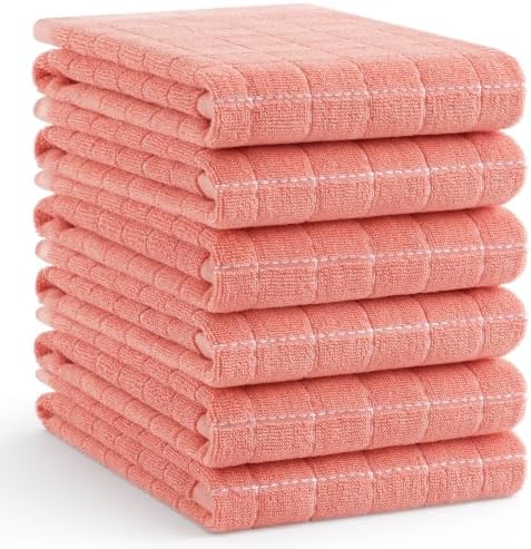 Homaxy 100% Cotton Terry Kitchen Towels, Large 6 Pack by Homaxy
