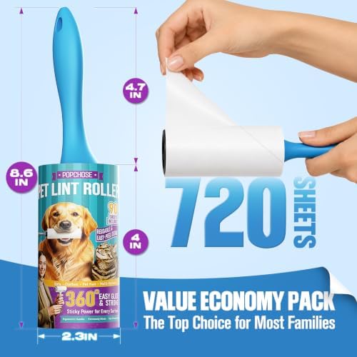 POPCHOSE Lint Roller for Pet Hair Extra Sticky, 720 Sheets - Image 6