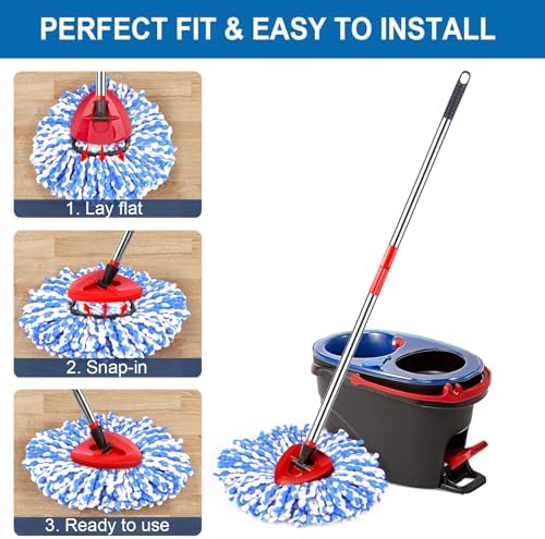 4 Pack Mop Replace Heads for 2 Tank System, Spin Mop Replacement Head, Fluffy - Image 4