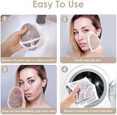 SINLAND Reusable Makeup Remover Pads Brown 12 Pack - Image 3