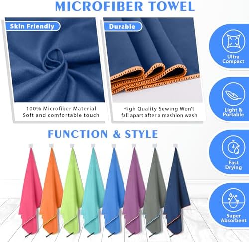 HOEAAS 2 Pack Microfiber Camping Towels, Quick Dry Towel, Super Absorbent Ultra - Image 5