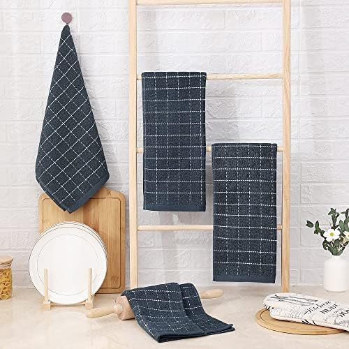 Homaxy 100% Cotton Terry Kitchen Towels, 4 Pack, Dark Grey - Image 6