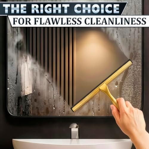 12 Inch Gold Squeegee for Shower Glass Doors, 2 Hooks Included - Image 4