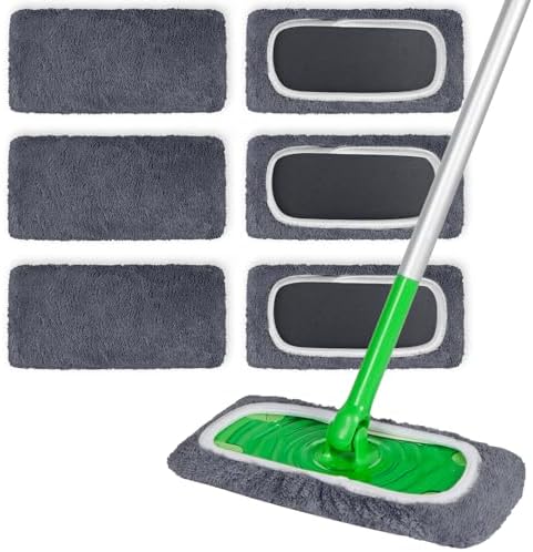 6 Pack Reusable Microfiber Mop Pads by INFICRIME