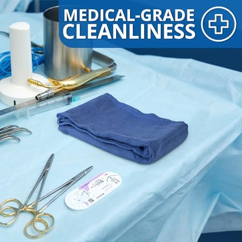 Surgical Towels for Cleaning Huck Towels 12 Pack 100% Cotton Size 15x25 Blue - Image 2