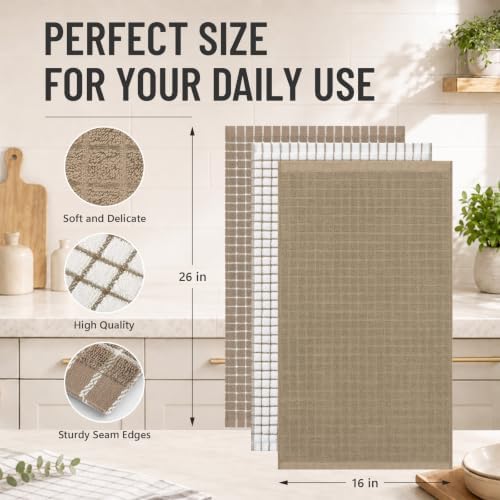 Homaxy 100% Cotton Premium Terry Check Kitchen Towels 3 Pack - Image 5