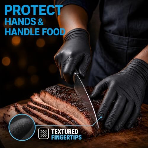 Nitrile Gloves HEAVY DUTY 6 Mil Disposable Rubber Black Gloves Medium - Image 3