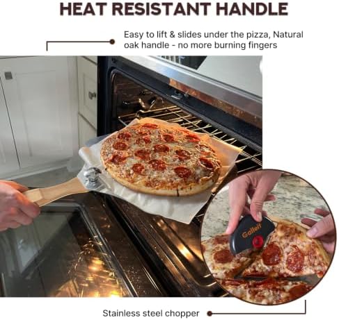 Pizza Peel Set with Wooden Handle – Aluminum Pizza Paddle with Rocker Cutter - Image 5