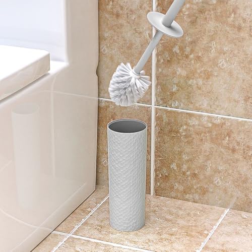 Topsky 2 Pack Compact Toilet Brush & Holder Set, Plastic Round Barrel Loo Brush - Image 5