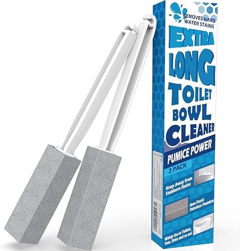 2 Pack Pumice Stone for Toilet Cleaning, Extra Long Handle for Removing Bowl by FAZMoss