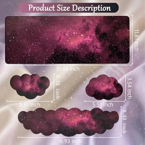 Cloud Mouse Pad Keyboard Wrist Rest 4PCS Extended Large Galaxy Desk Mat Pad Set - Image 6