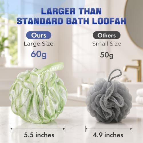AmazerBath Loofah Sponge 60g/Piece, Exfoliating Bath Sponge Body Scrubber - Image 6