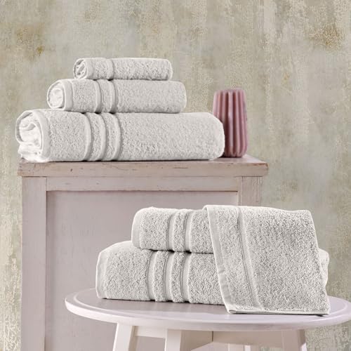 Hawmam Linen Towel Set, Turkish Cotton, 6 Pack, Ice Silver - Image 2